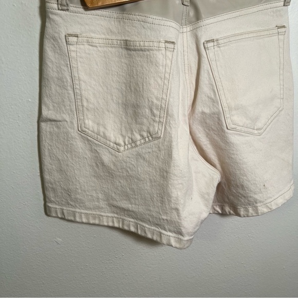 Abercrombie & Fitch The Dad Short High Rise White Faux Leather Denim 27/4 - Picture 9 of 13
